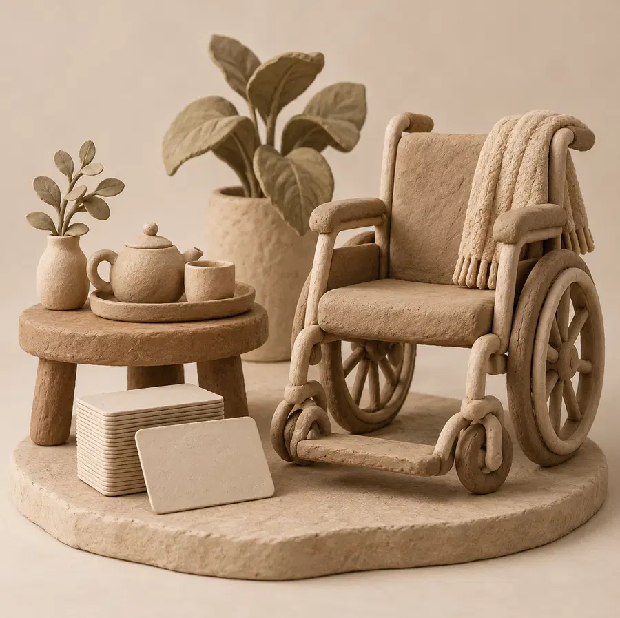 Illustration of care service businesses equipment and workspace